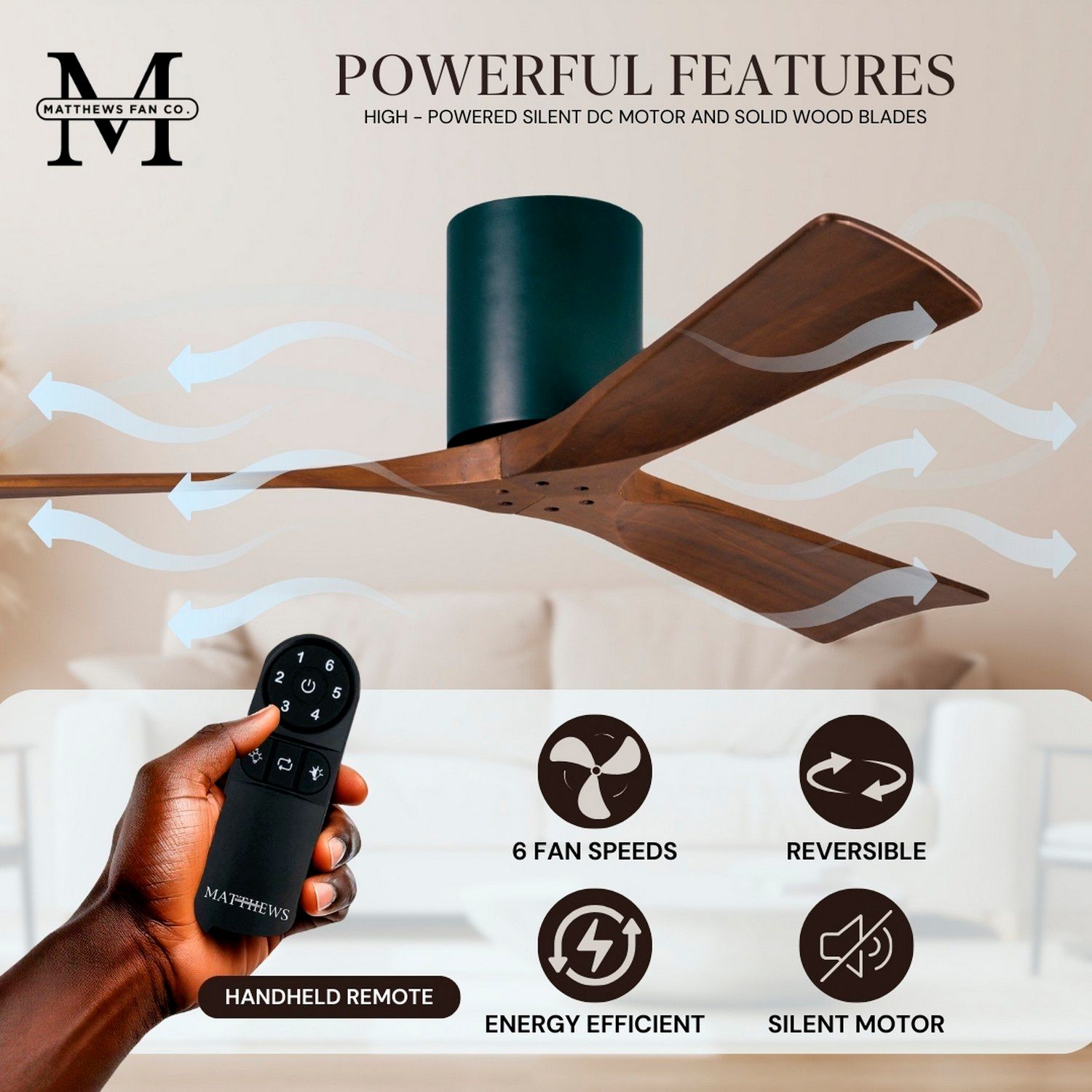 Irene.3H 72"W 3 Blade Matte Black Paddle Fan w/ Walnut Tone Blades