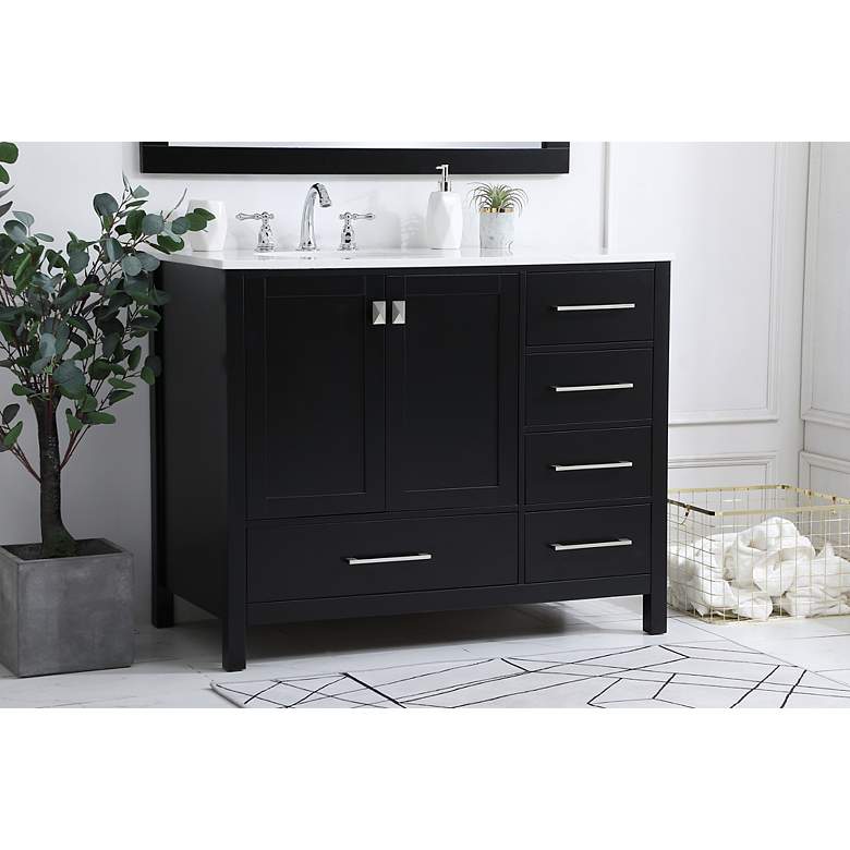Image 3 Irene 42" Wide Black 5-Drawer Single Sink Bathroom Vanity more views