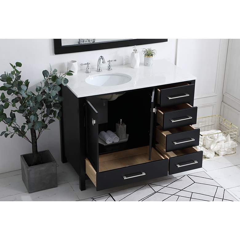 Image 4 Irene 42" Wide Black 5-Drawer Single Sink Bathroom Vanity more views
