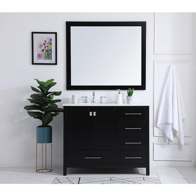 Image 5 Irene 42" Wide Black 5-Drawer Single Sink Bathroom Vanity more views