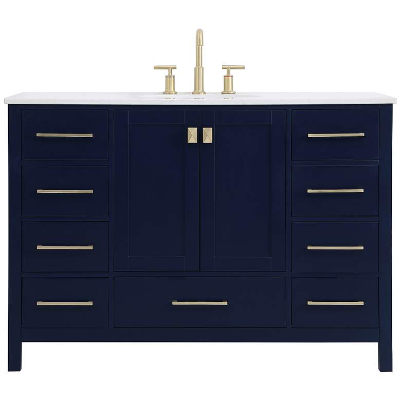 Image 2 Irene 48" Wide Blue 9-Drawer Single Sink Bathroom Vanity