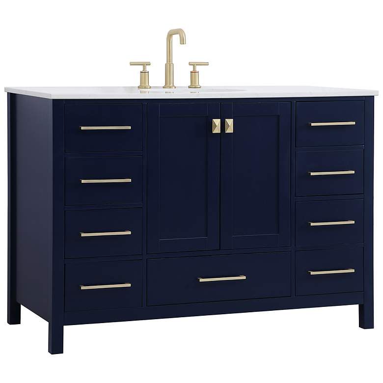 Image 7 Irene 48" Wide Blue 9-Drawer Single Sink Bathroom Vanity more views