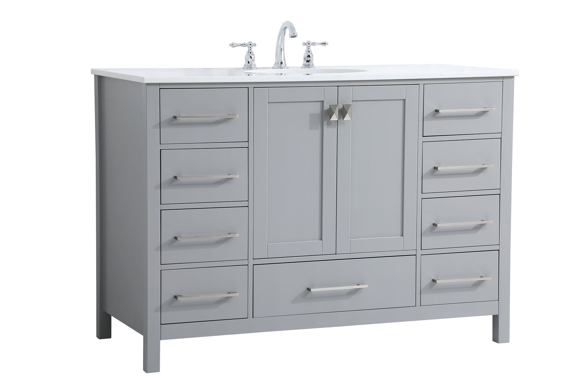 Image 3 Irene 48" Wide Gray 9-Drawer Single Sink Bathroom Vanity more views