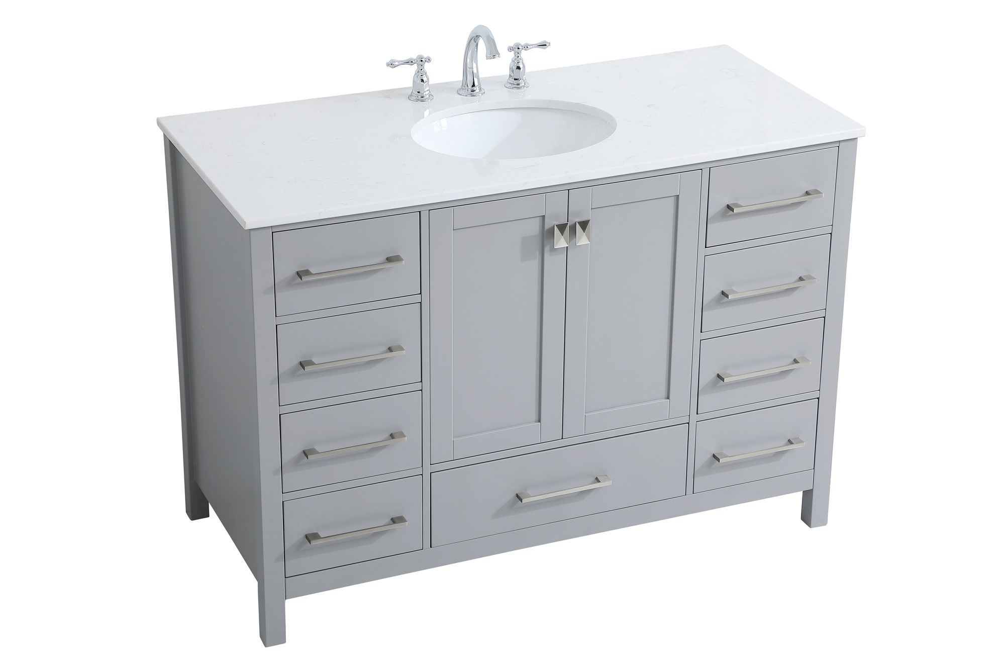 Image 4 Irene 48" Wide Gray 9-Drawer Single Sink Bathroom Vanity more views