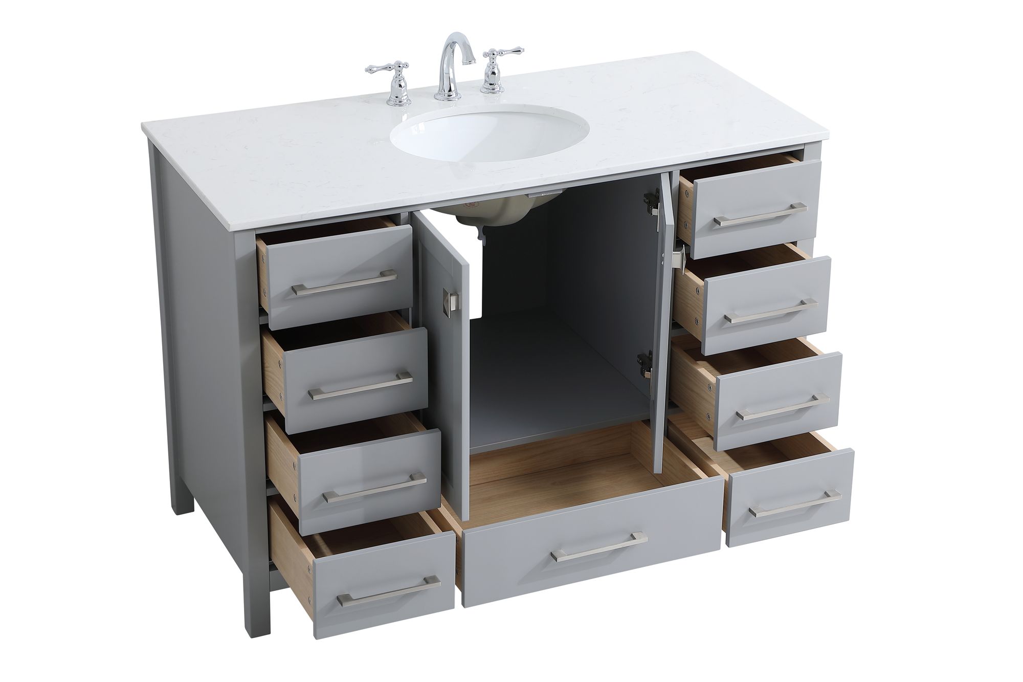 Image 5 Irene 48" Wide Gray 9-Drawer Single Sink Bathroom Vanity more views