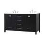 3_Irene 60" Wide Black 6-Drawer Double Sink Bathroom Vanity more views