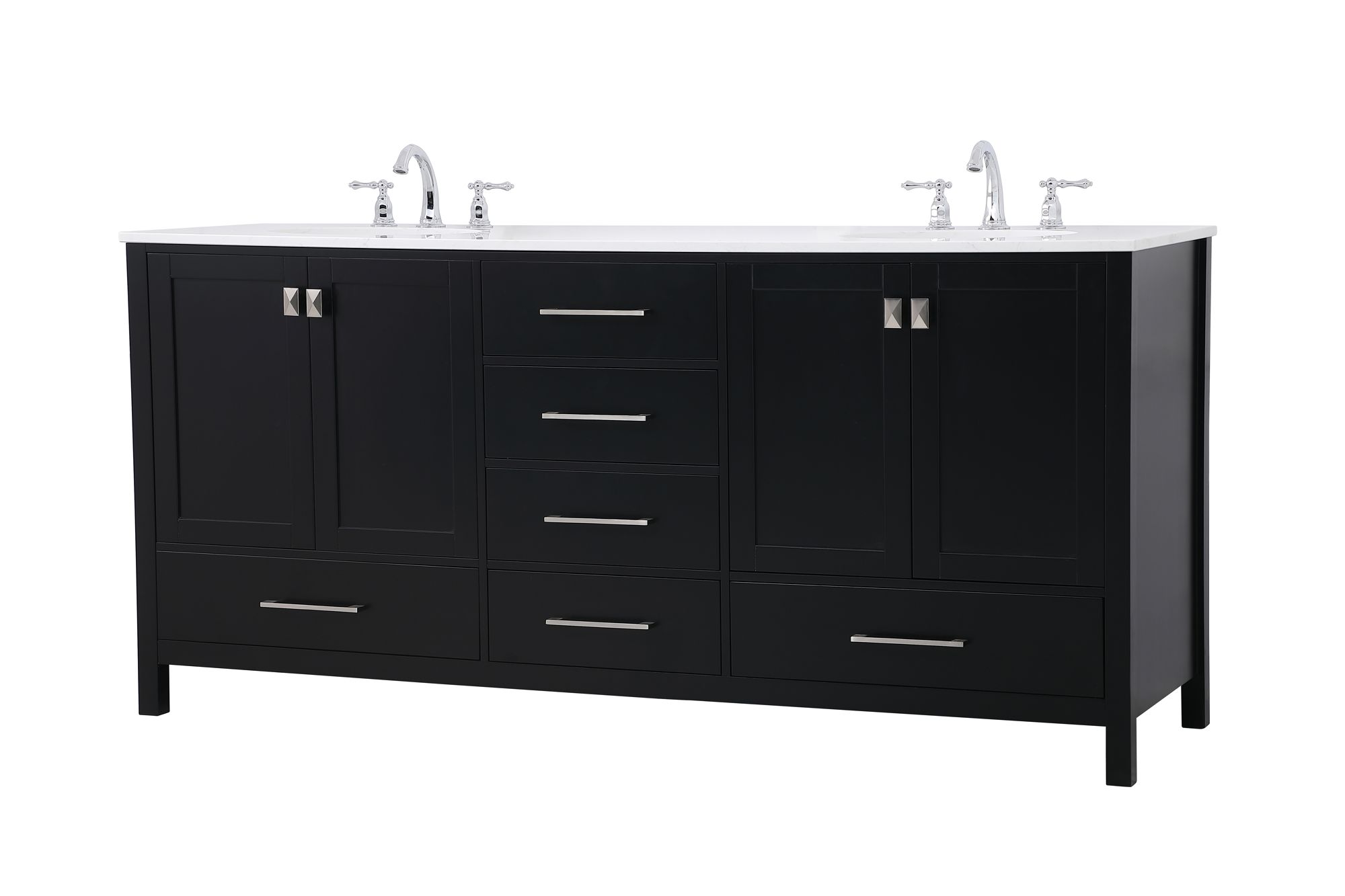Image 3 Irene 72" Wide Black 6-Drawer Double Sink Bathroom Vanity more views