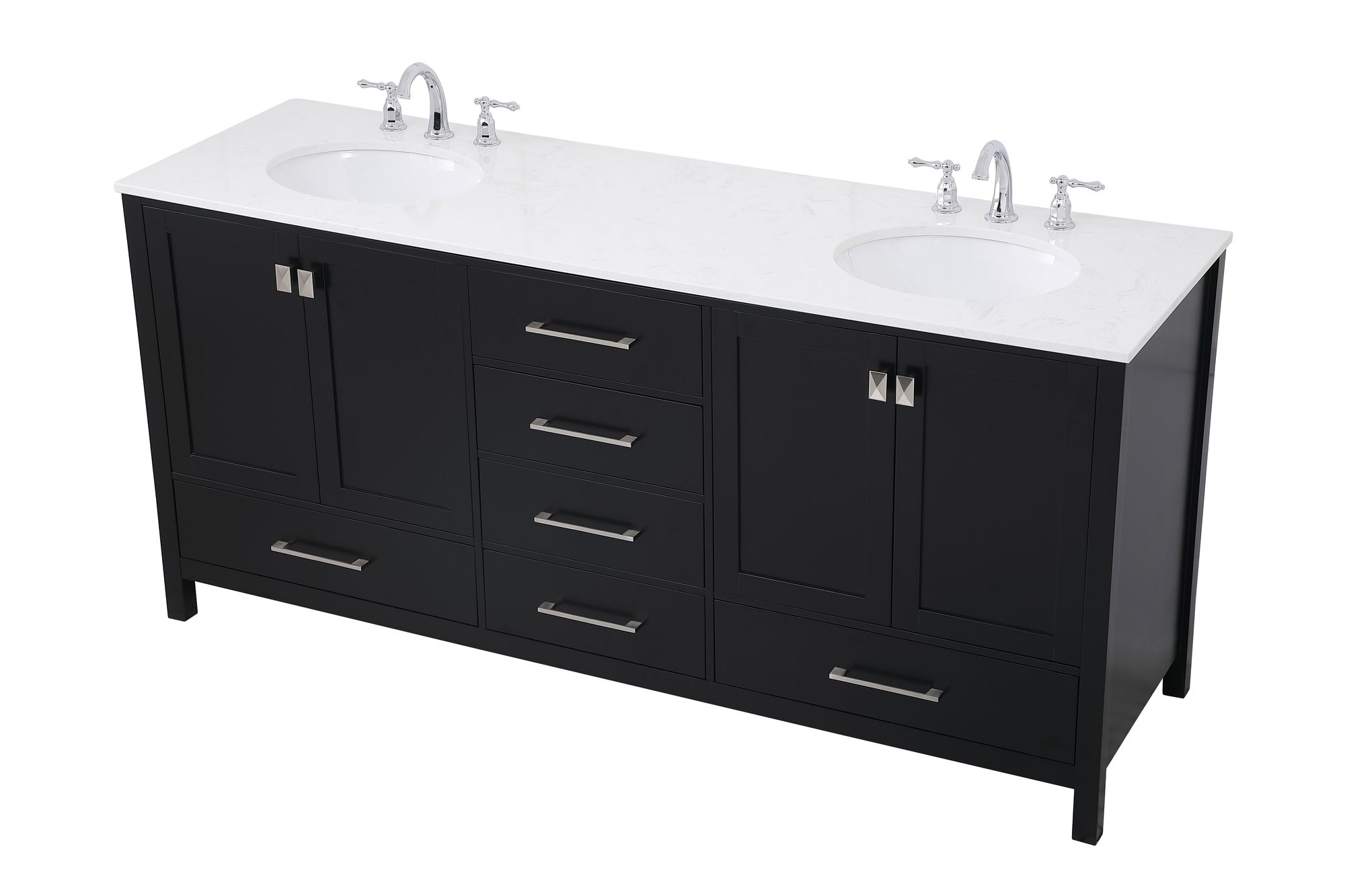 Image 4 Irene 72" Wide Black 6-Drawer Double Sink Bathroom Vanity more views