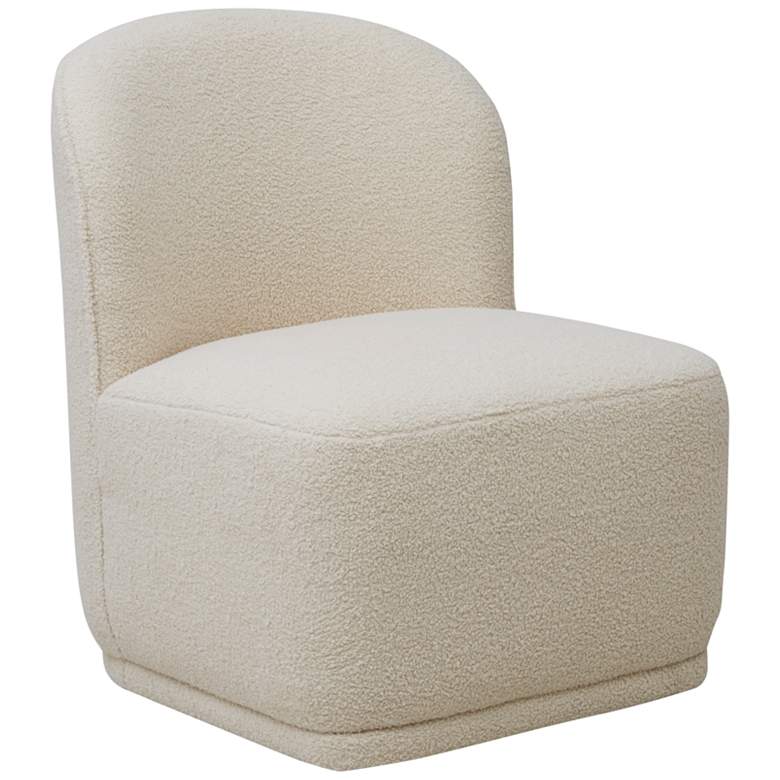 Image 2 Irene Ivory Faux Boucle Fabric Swivel Lounge Chair