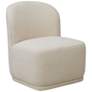 Irene Ivory Faux Boucle Fabric Swivel Lounge Chair