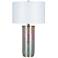 Iridescent Textured Nickel Ribbed Column LED Table Lamp