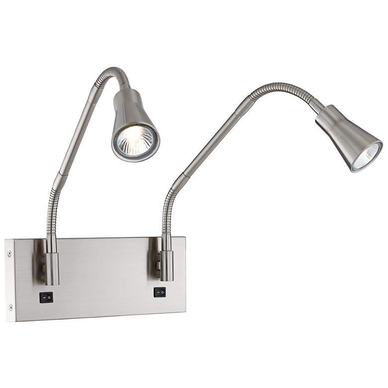 Image 1 Irina Brushed Nickel 2-Light LED Headboard Mounted Wall Lamp