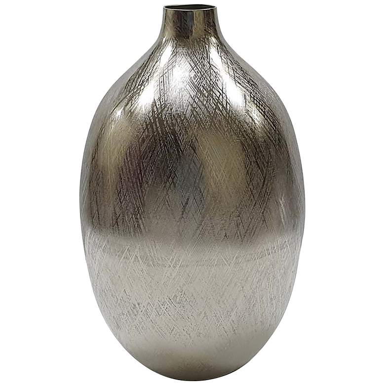 Image 1 Iris 13 3/4" High Silver Streak Round Decorative Vase