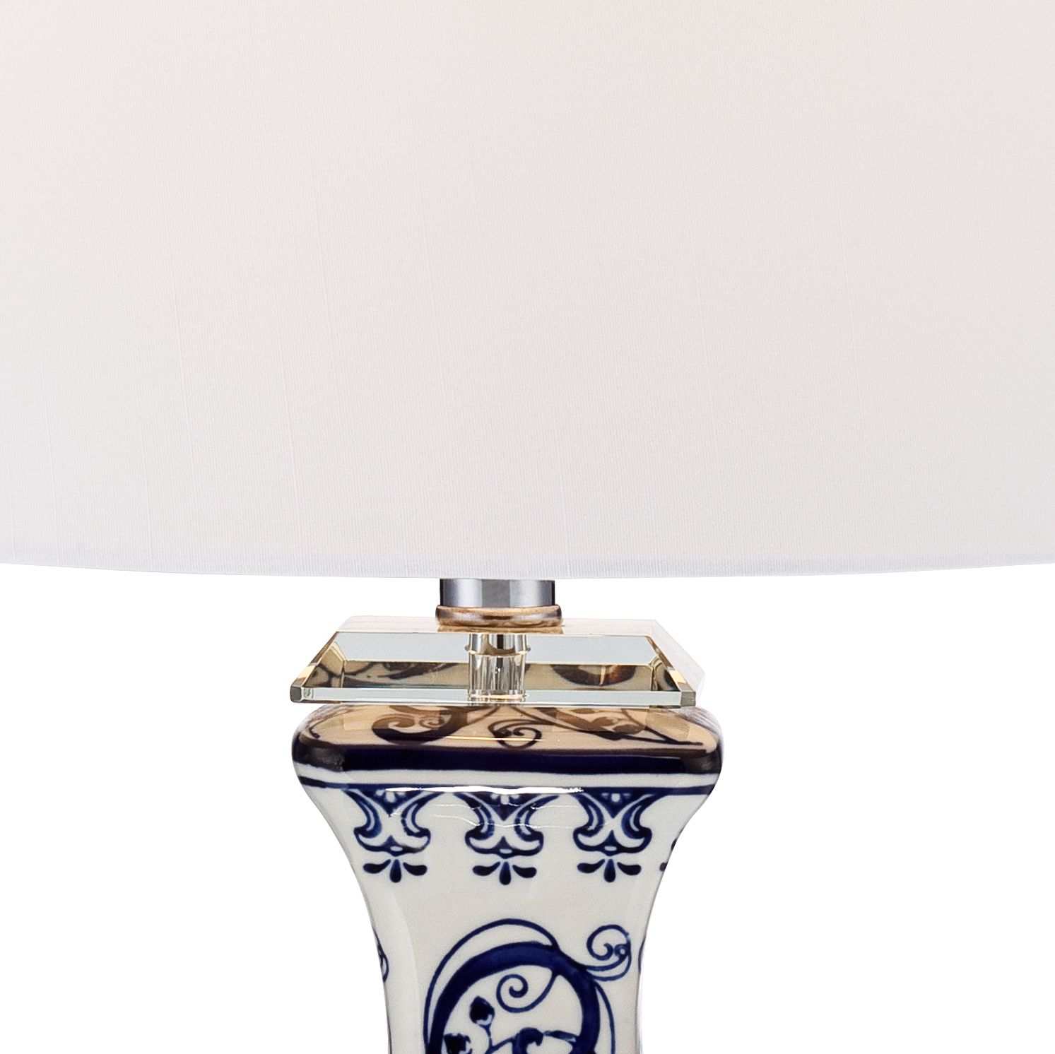 iris blue and white porcelain with crystal table lamp