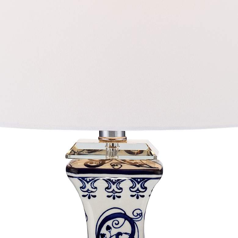 Image 6 Iris Blue and White Porcelain and Crystal Table Lamp more views