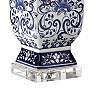 Iris Blue and White Porcelain and Crystal Table Lamp in scene