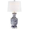Iris Blue And White Porcelain Crystal Table Lamp With USB Dimmer