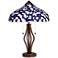 Iris Blue Tiffany Style Art Glass Harpo Iron Table Lamp