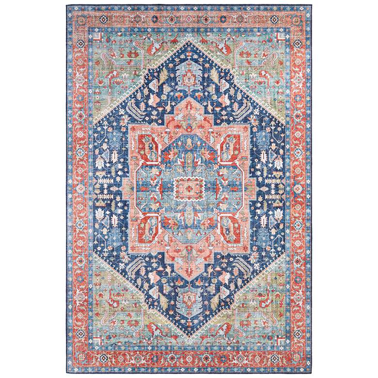 Image 1 Iris IRS-2312 5'x7'6" Navy and Peach Rectangular Area Rug