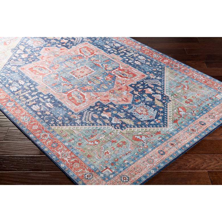 Image 2 Iris IRS-2312 5'x7'6" Navy and Peach Rectangular Area Rug more views
