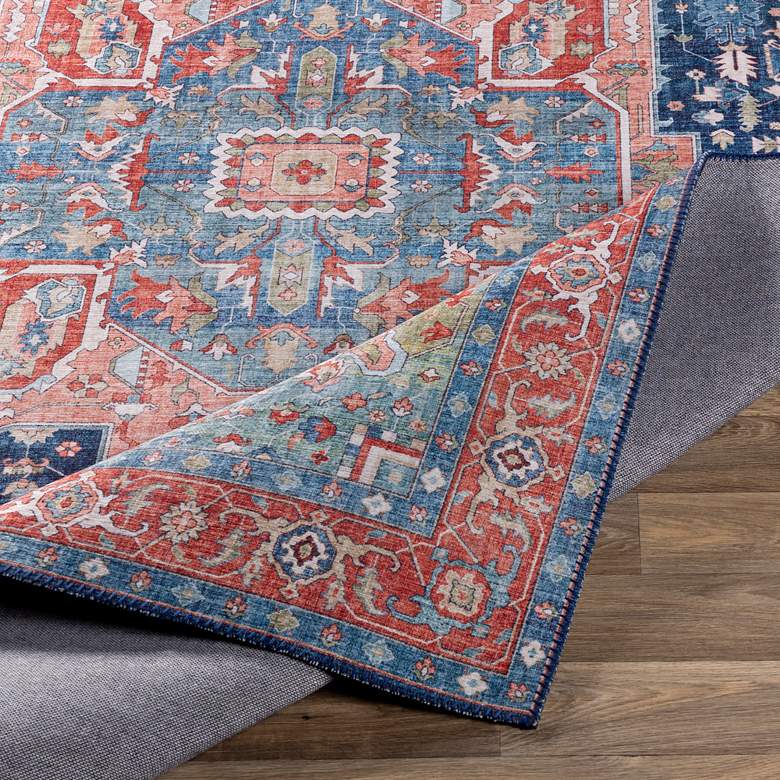 Image 4 Iris IRS-2312 5'x7'6" Navy and Peach Rectangular Area Rug more views