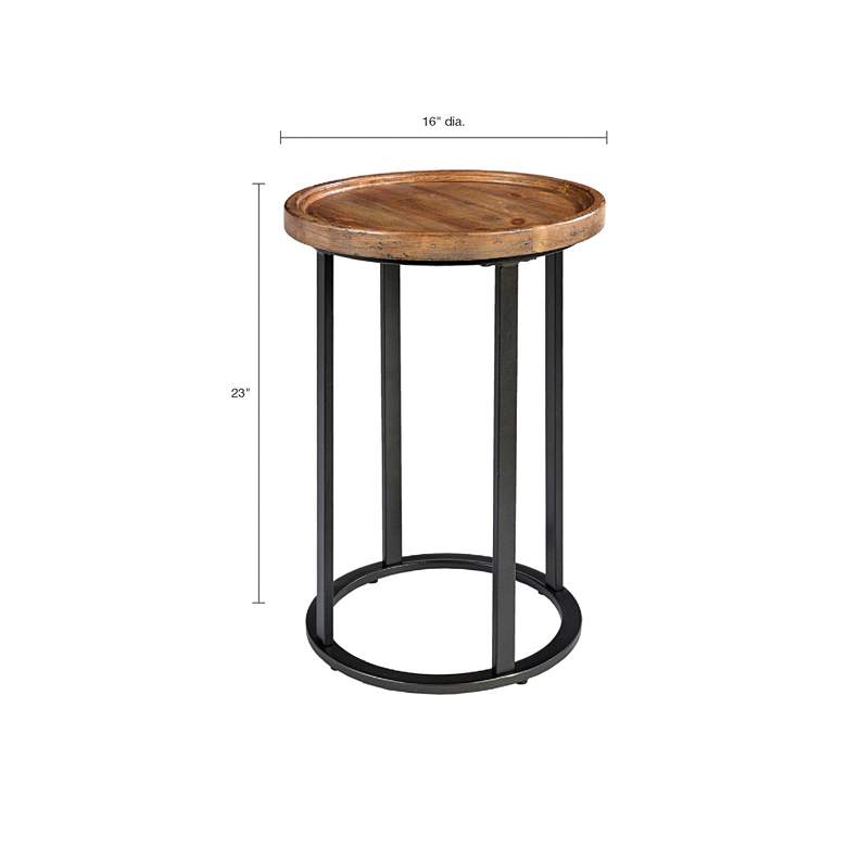 Image 6 Irisa 16 inch Wide Reclaimed Oak Black Iron Round Accent Table more views