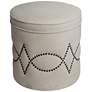 2_Iriza Oatmeal Nailhead Round Ottoman