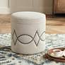 1_Iriza Oatmeal Nailhead Round Ottoman