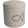 5_Iriza Oatmeal Nailhead Round Ottoman more views