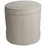7_Iriza Oatmeal Nailhead Round Ottoman more views