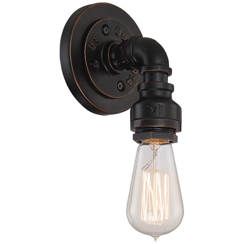 Image 1 Iron; 1 Light; Vanity Fixture; Industrial Bronze Finish