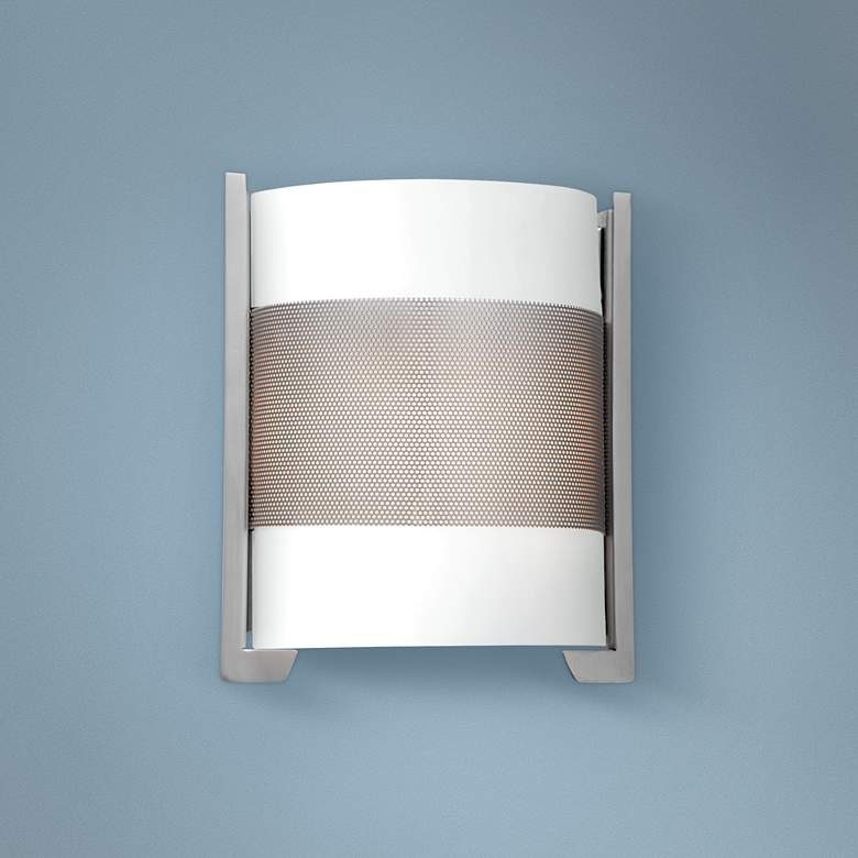 Image 1 Iron 11 3/4" High Brushed Steel LED Wall Sconce