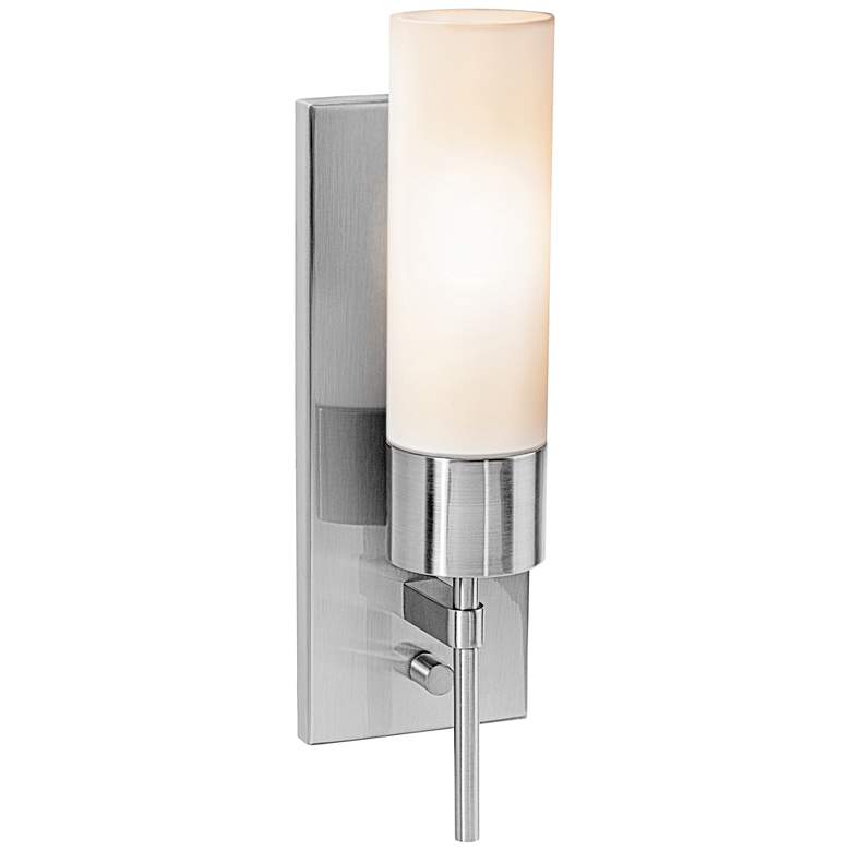 Image 1 Iron 14 1/2 inch High Brushed Steel CFL Wall Sconce