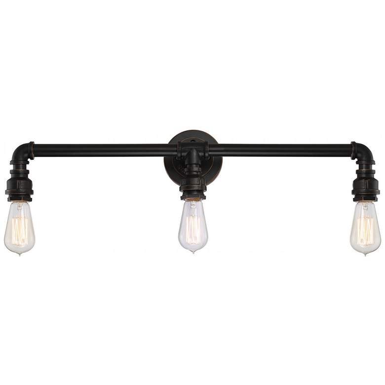 Image 1 Iron; 3 Light; Vanity Fixture; Industrial Bronze Finish