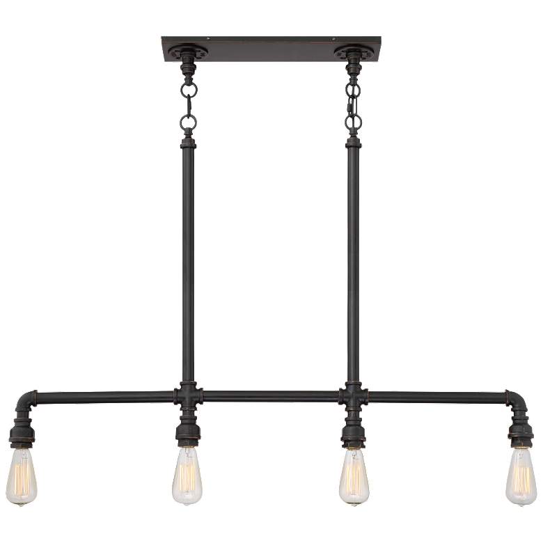 Image 1 Iron; 4 Light; Trestle; Industrial Bronze Finish