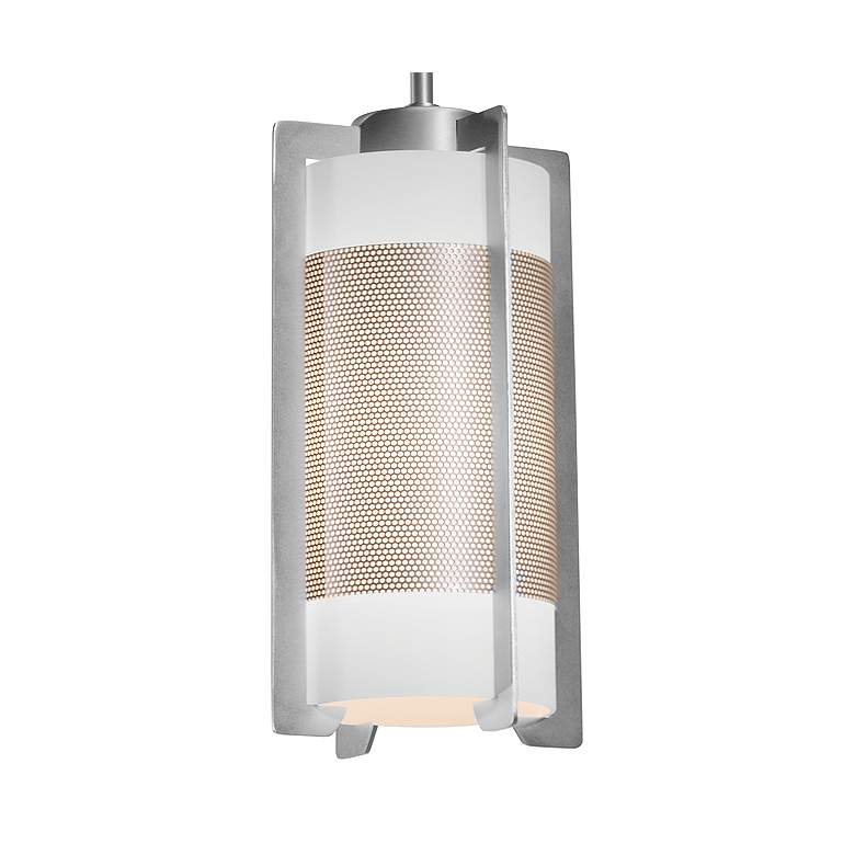 Iron 7&quot; Wide Brushed Nickel and Glass LED Mini Pendant more views