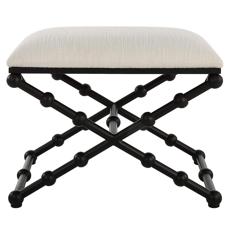 Image 2 Iron Drops 23 1/2" Wide Black and White Fabric Accent Bench