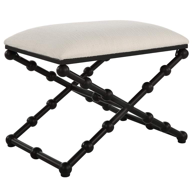 Image 3 Iron Drops 23 1/2" Wide Black and White Fabric Accent Bench more views