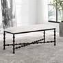 1_Iron Drops 47 1/2" Wide White Fabric Rectangular Bench