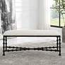 3_Iron Drops 47 1/2" Wide White Fabric Rectangular Bench more views