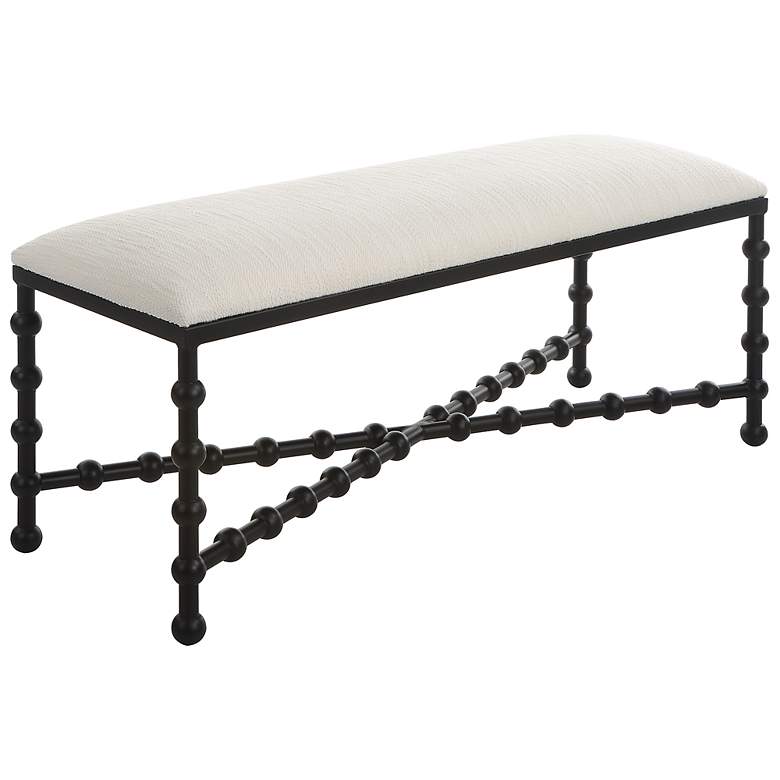 Image 4 Iron Drops 47 1/2" Wide White Fabric Rectangular Bench more views