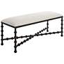 4_Iron Drops 47 1/2" Wide White Fabric Rectangular Bench more views