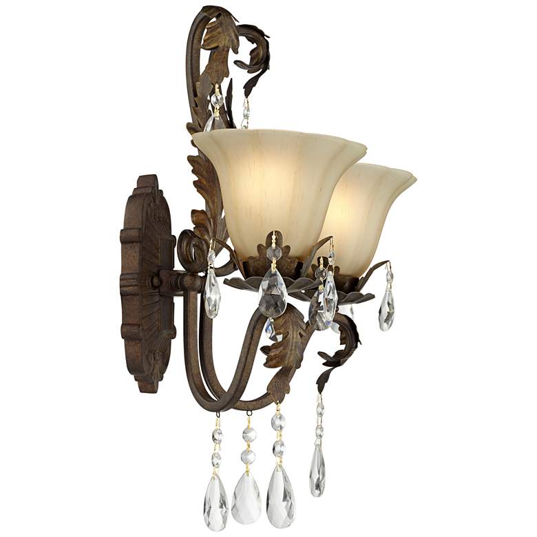 Iron Leaf 17 inch Wide Bronze and Crystal Wall Sconce more views