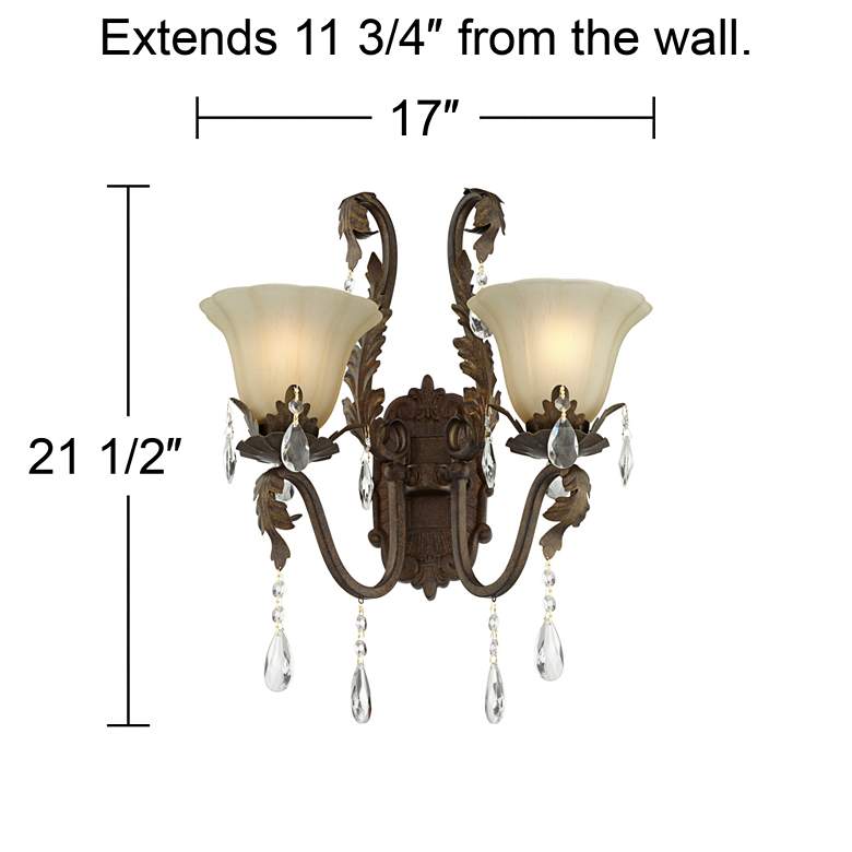 Iron Leaf 17 inch Wide Bronze and Crystal Wall Sconce more views