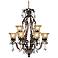 Iron Leaf 34" Wide Bronze and Crystal 12-Light Chandelier