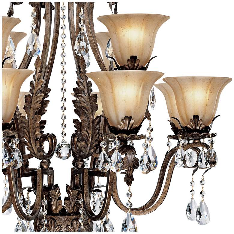Iron Leaf 34&quot; Wide Bronze and Crystal 12-Light Chandelier more views