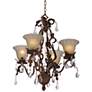 Iron Leaf 4-Light Roman Bronze and Crystal Chandelier