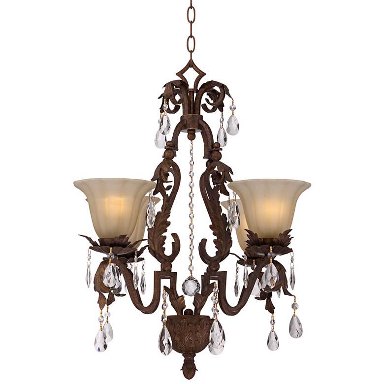 Image 5 Iron Leaf 4-Light Roman Bronze and Crystal Chandelier more views