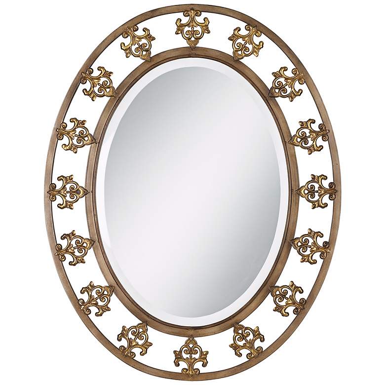 Image 1 Iron Leaf Bronze Openwork 36" High Wall Mirror