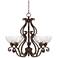 Iron Scroll 27"W Bronze and Clear Glass 5-Light Chandelier
